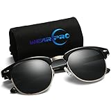 wearpro Clubmaster Sunglasses for Men Women Retro Semi-Rimless Polarized Sun Glasses WP2006（Bright/Black (black2006)