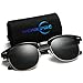 Clubmaster Sunglasses for Men Women - wearPro Retro Semi-Rimless Polarized Sun Glasses WP2006（bright/black）