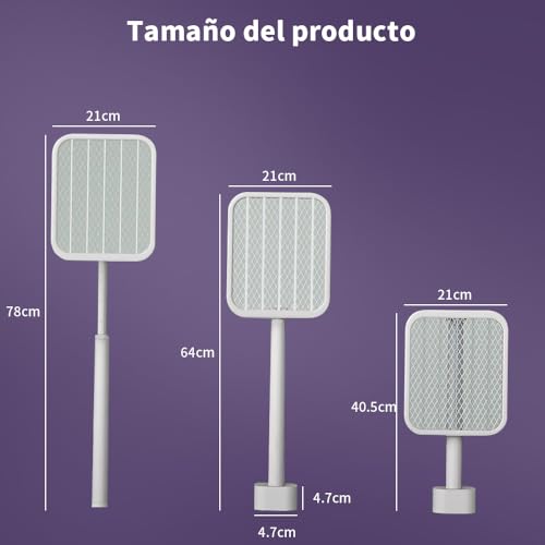 Zamus Raqueta Mosquitos, Raqueta Electrica para Mosquitos Recargable USB con Batería Recargable de 1200 mAh, Rotación de 180 Grados, para Cocina Jardín Terraza
