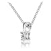 Hoops & Loops 925 Sterling Silver Cubic Zirconia Round Solitaire Necklace for Women, Silver, Yellow Gold, Rose Gold