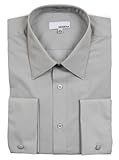 Mens Modena Solid Silver French Cuff Dress Shirt