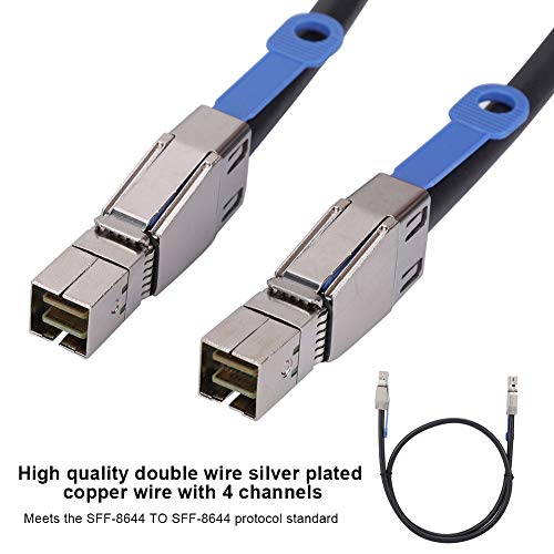 Mugast HD Copper MINISAS Breakout Cable,3.3FT SFF-8644 to SFF-8644 Cable with 4X 12G High Speed Transmission for VR, Data Center, Server, High-Speed Network Card, RAID Disk Array, etc