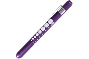 Aokin Medical Pen Light for Nurse Doctor, Reusable LED Medical Penlight Flashlight with Pupil Gauge and Ruler, White Light, Purple