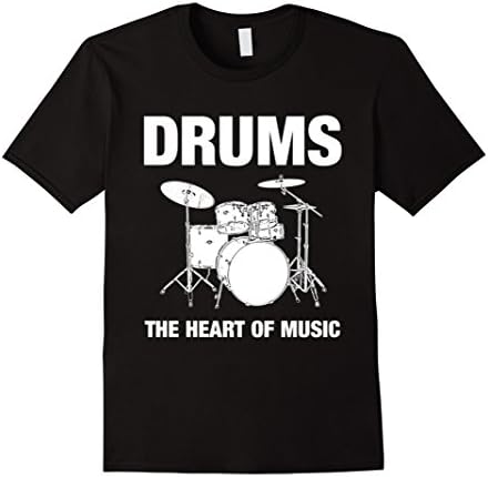 Mens Drums The Heart Of Music T-shirt 3XL Black