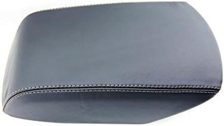 Autoguru Center Console Armrest Real Leather Cover Black, Beige Stitch for Ford Explorer 11-17