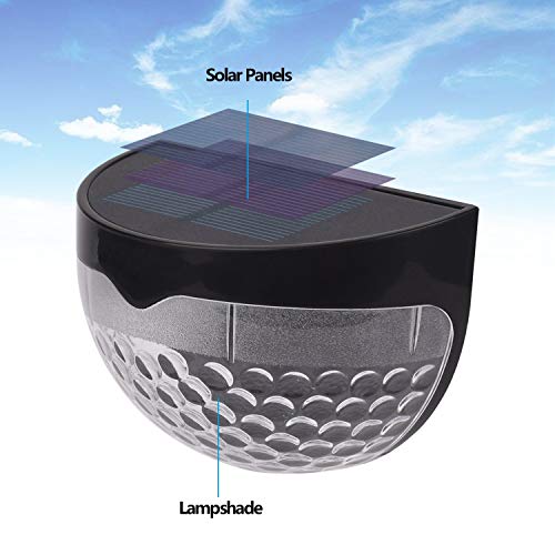 Outdoor Solar Fence Post Lights Wall Mount Decorative Deck Lighting, Sensor Lamp Wireless Waterproof Wall Light with Auto on/Off for Patio Garden Pathway Driveway Villas Back Yard Stairs, 2 Packs