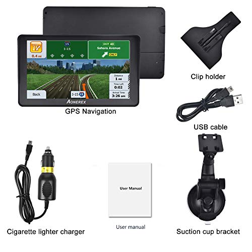 Car GPS, Aonerex 7 inch Touchscreen GPS Navigation System for Car Truck Motorhome &8GB 256MB Satellite Navigator Device with 2019 Maps Free Lifetime Map Updates