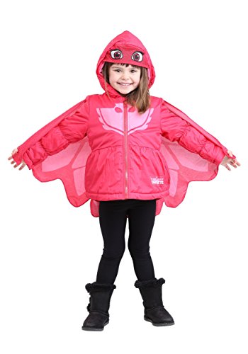 PJ MASKS Big Girls Owlette Puffer Coat, Red, 4T