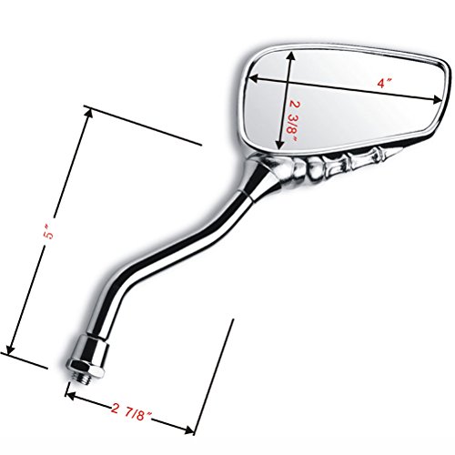 image for Anzio Motorcycle Chrome Skeleton Ghost Side Mirror + HandGrip 1