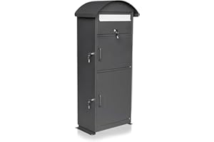 xhlokk Package Delivery Boxes for Outside, Extra Large Parcel Mailbox Outdoor Storage Box, Galvanized Steel Package Lock Box, Waterproof Lockable Boxes for Porch, Curbside, Patio, 43.7"x17.9"x12.1"