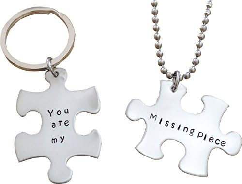 You are my missing piece - Couples Key chain and Necklace Set - Puzzle piece by natashacustomjewelry