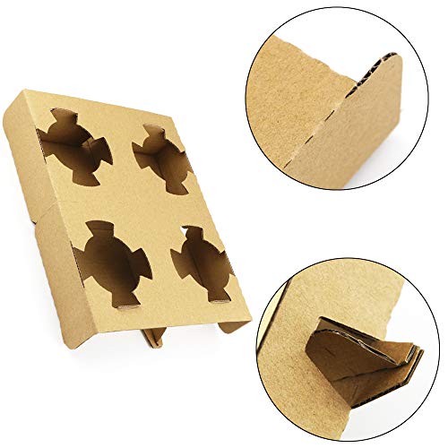 UPlama 25PCS 4 Cup Kraft Drink Carrier,Paper Drink Carrier,Coffee Cup To Go Carrier,Cupcake Carriers,Pack And Take Away The Coffee Cup Holder,Suitable For Multi-size Cups For Leisure Bar,Coffeehouse