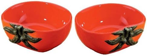 Home Gourmet Collection Ceramic Red Tomato Vegetable Dipping Bowls, Set of 2