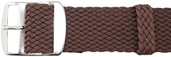 Sweat-free Perlon watch band strap with adjustable buckle for men and women | Apple watch compatible (Light Brown, 18 mm)