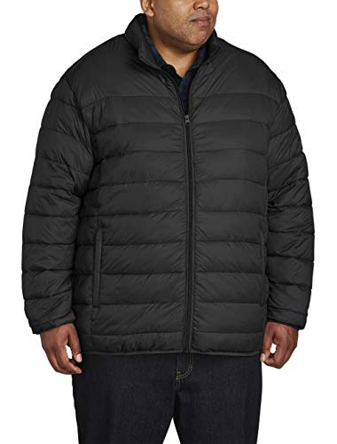 Amazon Essentials Men's Big & Tall Lightweight Water-Resistant Packable Puffer Jacket, Black, 5X Tall