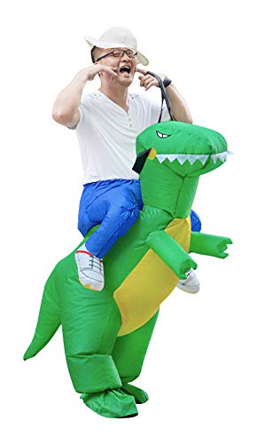 Obosoyo Inflatable Dinosaur Costumes Halloween Cosplay Costumes Gaint Suit for Audlts and Kids Adult Green Dinosaur
