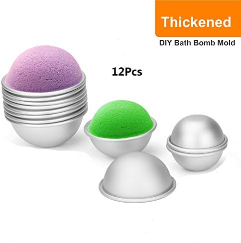 Bath Bomb Mold DIY Bath Bomb Kits,Thickened And Non Stick,6 Set Metal Molds 2.6in-2.2in-1.8in ,50 Pcs Shrink Wrap Bags, One Mini Heat Sealer,2 x Gift Bags,One Wooden Hammer