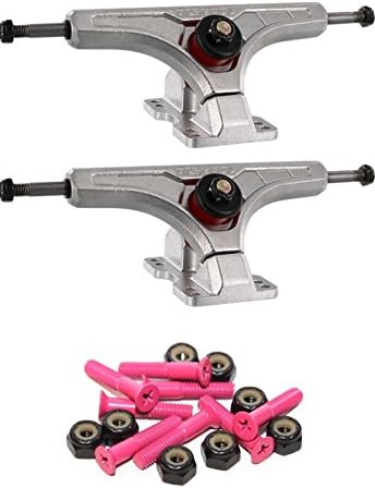 Arsenal Trucks Cast 50 Degree 165mm Skateboard Reverse Kingpin Trucks with 1" Pink Mounting Hardware