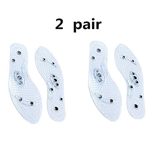 Massaging Insoles, Acupressure Magnetic Massage Foot Therapy Reflexology Pain Relief Shoe Insoles 2 Pair Washable and Cutable (Women and Men)