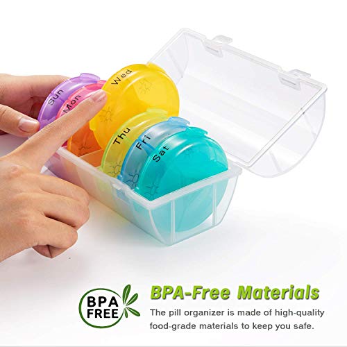 Pill Box 7 Day Medicine Container Organizer Planner Weekly Dose Pill Case Holders Travel Medicine Vitamins Cardiac Drugs Fish Oil Compartments - Thumbnail 5