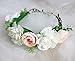 Flower Crown for Women, Handmade Girl Floral Crown Wreath Flower Headband Headpiece for Wedding Ceremony Party Festival（White）