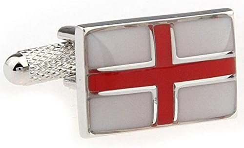 Mens Cufflinks England Red White Enamel St George Cross English Flag Cuff Links B2229