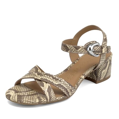Aerosoles Women's Cinzia Heeled Sandal, Pale Yellow Faux Snake Print, 7.5M