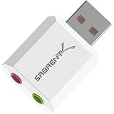 Sabrent USB External Stereo Sound Adapter for Windows and Mac. Plug and play No drivers Needed. [White] (AU-MMCW)