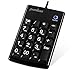 Perixx Peripad-201, Wired USB Slim Numeric Keypad, Big Print Letter with Tab Key for Laptop, Full Size 19 Keys, Black