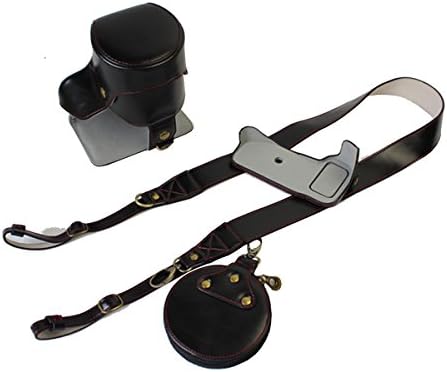 VIXFANNY PU Leather Camera Case Bag with Neck Strap and Accessories Storage Case Kit for Nikon D3400 with 18-55mm VR II Lens Compact System DSLR Camera - Black