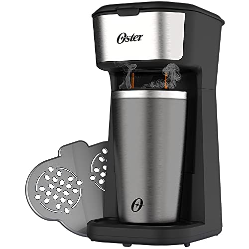 Oster Cafeteira 2Day Inox 2 em 1 com Copo Térmico, 220V, Preto/Inox, 600W, OCAF200
