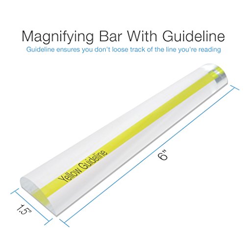 MagniPros 2X Magnifying Bar Magnifier Ruler with Guide Line(so You Won't Miss a line) Ideal for Reading Small Prints and Document