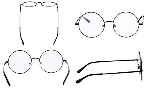 Agstum Retro Round Prescription ready Metal Eyeglass Frame (Medium Size) (Black)