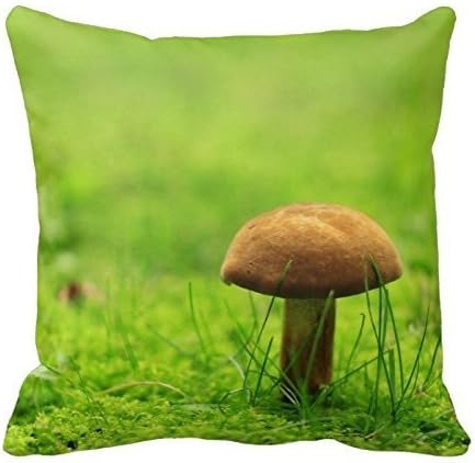 Fashionable Designed Durable Cotton Pillowcase Little Mushroom in The Grass Customized Cotton Throw Pillow Case Cover Home Decor Office Decorative Square Two Sides Zippered