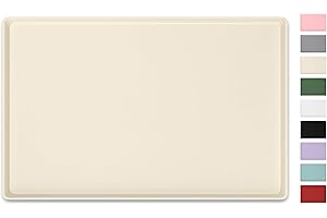 NPOOYI Silicone Art Mat for Crafts, 12" x 19" Waterproof Non-Slip Painting Mat for Kids with Raised Sides, Protects Surfaces Perfectly for Crafts, Legos, Slime, Resin, Paint & Jewelry-Making, Apricot