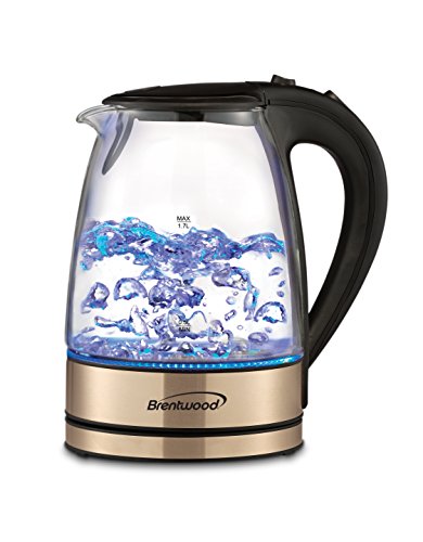 Cordless Glass Copper 1.7L Electric Kettle
