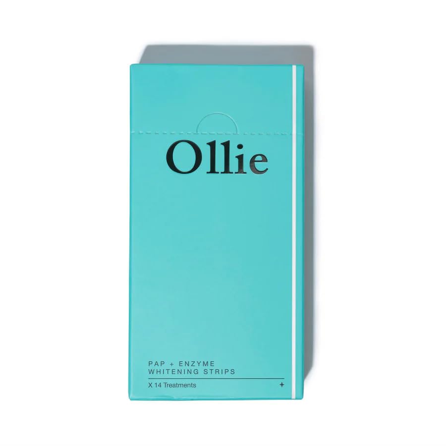 Ollie Enzy Sensitive Teeth Whitening Strips: Peroxide-Free Enzyme Tech with Hydroxyapatite & Tannase, 14 Pain-Free Treatments for Coffee Stains