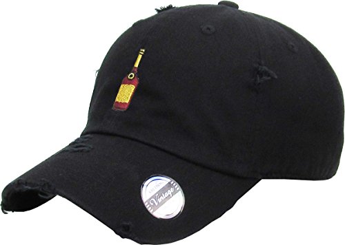 Kbsv-047 blk henny bottle vintage distressed dad hat ba…