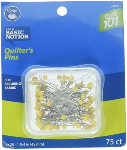 Dritz Quilt 101 28002 Quilting Pins, 1-3/4-Inch, Yellow (75-Count)