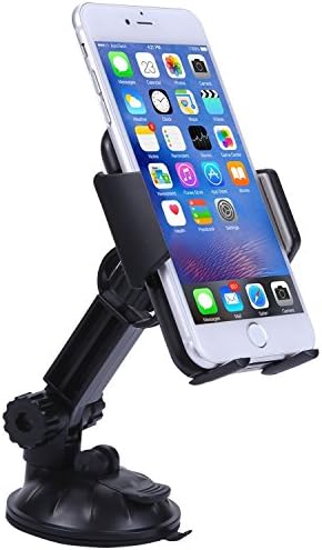 Car Phone Mount, Mobile Phone Car Mount for iphone 7 Samsung Galaxy s6 Cell Phone with 180 Degree Adjustable Arm(Black)