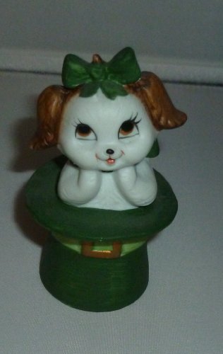 Lefton China St. Patricks Day Girl Dog Figurine