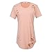 ARCITON Womens Short Sleeve Fashion Hole T-Shirt Dress Summer Tops Pink XL