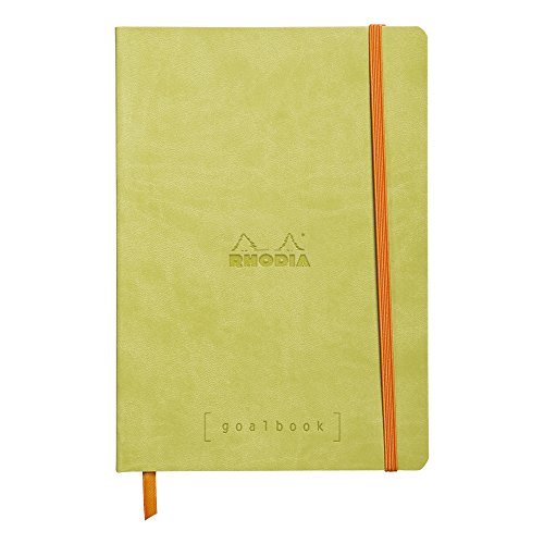 Rhodia Goal Book Dot Grid, 5.75x8.25 Inch, Anise Cover with Ivory Paper, 224 Pages, 90g