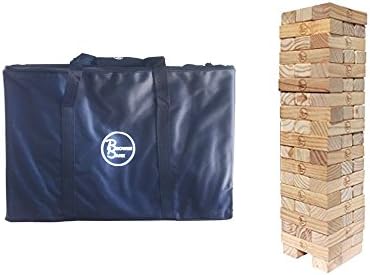 Giant Wooden Tumbling Timbers | Mega-Sized Pine Blocks Stacking Game for Indoor Outdoor Use | Puzzles Like Fun for Kids & Adults | Heavy Duty Duffle Bag Included | Topple or Tumble the Tower to Win