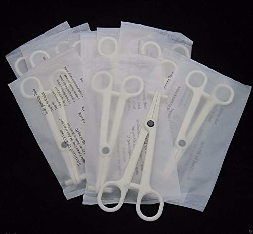Body Piercing Disposable Clamps-Beach Body Art Supply 25 Pcs Sterile Septum Disposable Forceps Auto-Locking Pliers Ear Nose Belly Piercing Tools Tattoo Piercing Supplies Piercing Clamps - Thumbnail 4