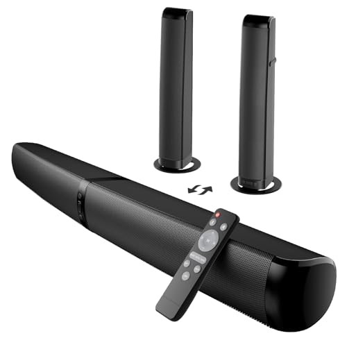 MZEIBO Sound Bar, 90W Soundbar for Smart TV, Bluetooth/ARC/Optical/AUX Connect, Detachable Design with Deep Bass for TV/PC/Gaming/Projector - 2-in-1 Home Theater Audio