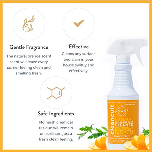 Natural All Purpose Cleaner That Actually Cleans! - Orange Zest Scent, Liquid Spray Cleaner, Safe for Kids and Pets, Safe for Skin, Great For All Households, Effective, 16 oz - by cleancult (1)