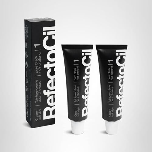 RefectoCil Cream Hair Dye 2-Pack - Professional Hair Tint for Long-Lasting Color - Black (1)