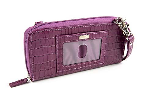 Women's Leather RFID Zipper Double Accordion Clutch Wallet with