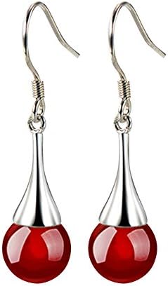 XAYI Women's Fashion Silver Plated Long Tassel Korean Style Natural Agate Gemstone Drop Dangle Earrings